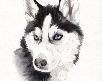 MINI dog portraits - Simple custom dog portraits. Animal watercolor painting based on a picture. Cat dog or any animal. Made to order