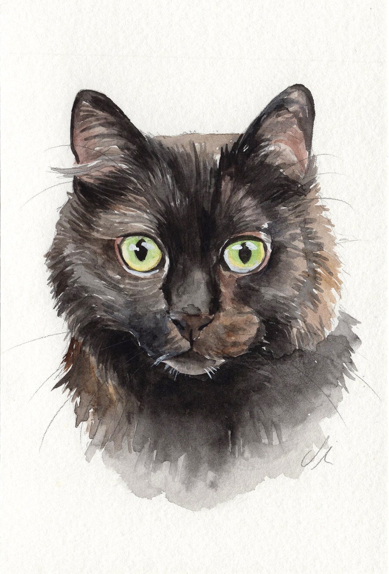 MINI cat portraits Simple custom cat portraits. Animal watercolor painting based on a picture. Cat dog or any animal. Made to order image 8