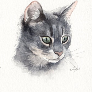 MINI cat portraits Simple custom cat portraits. Animal watercolor painting based on a picture. Cat dog or any animal. Made to order image 5