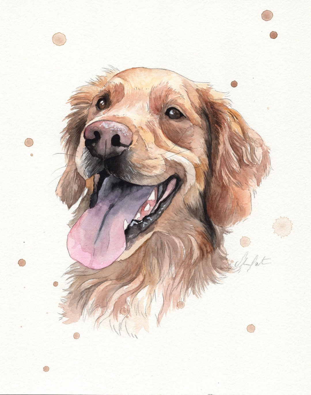 CUSTOM Dog Watercolor Portrait. Dog Watercolour Animal Painting Based ...