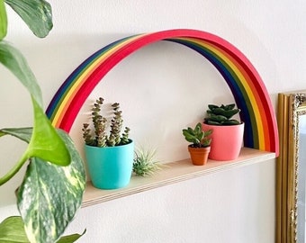 Rainbow Shelf - Rainbow Decor - Rainbow Art - Rainbow Gift - Arch Shelf - Plant Shelf - Crystal Shelf - Wall Decor - Floating Shelf