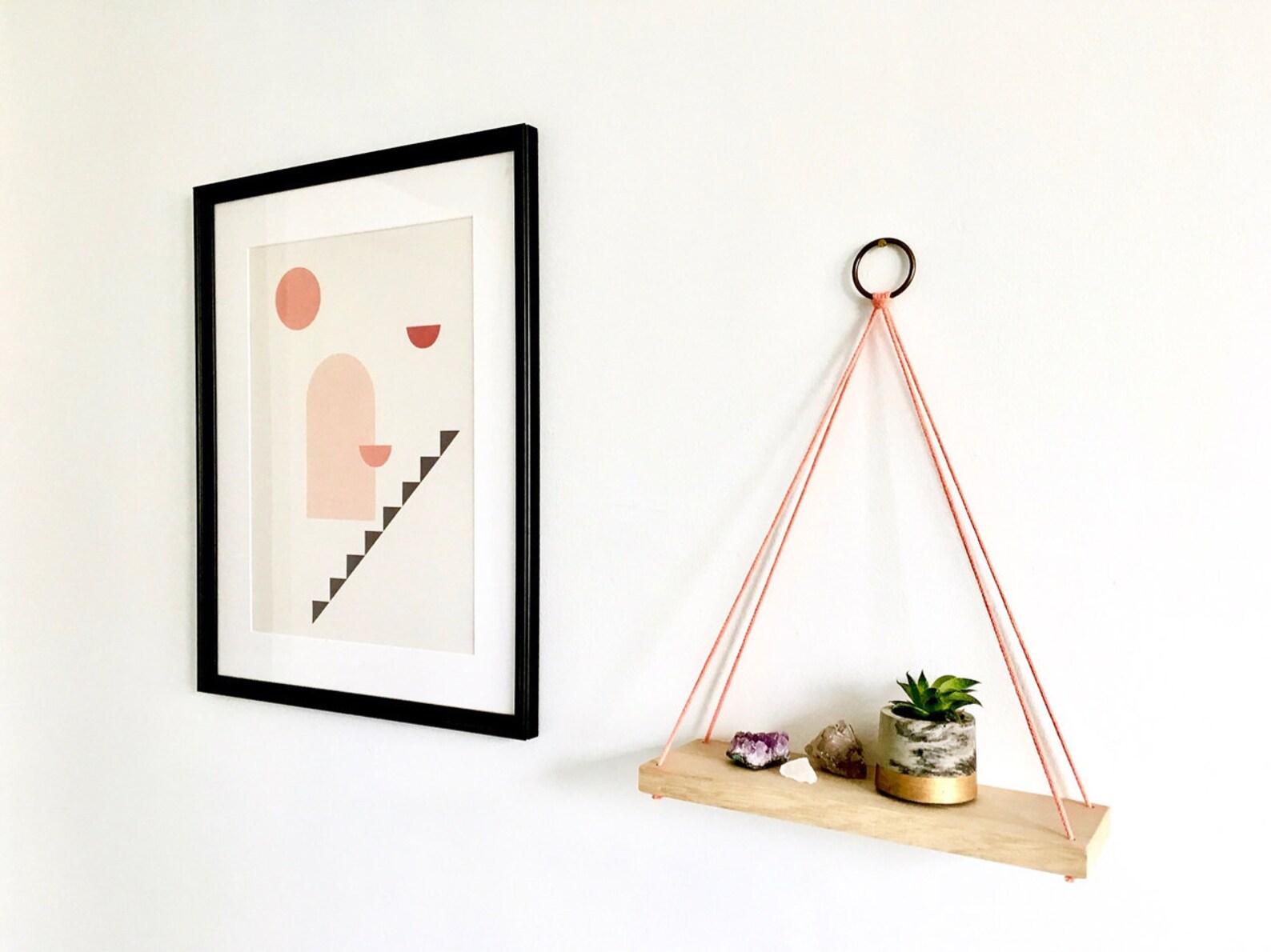 Solid Oak String Shelf Plant Shelf Hanging Shelf Wood - Etsy