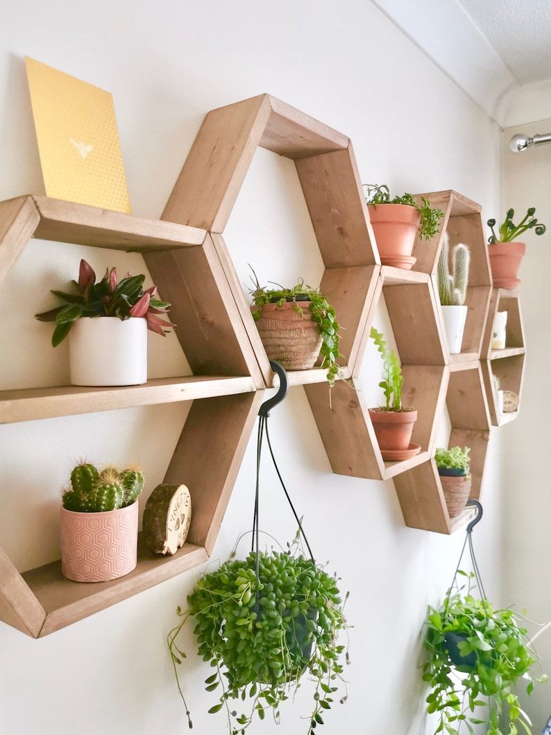 Set of 6 Hexagon Shelves Hexagon Shelf Geometric Shelf Etsy UK