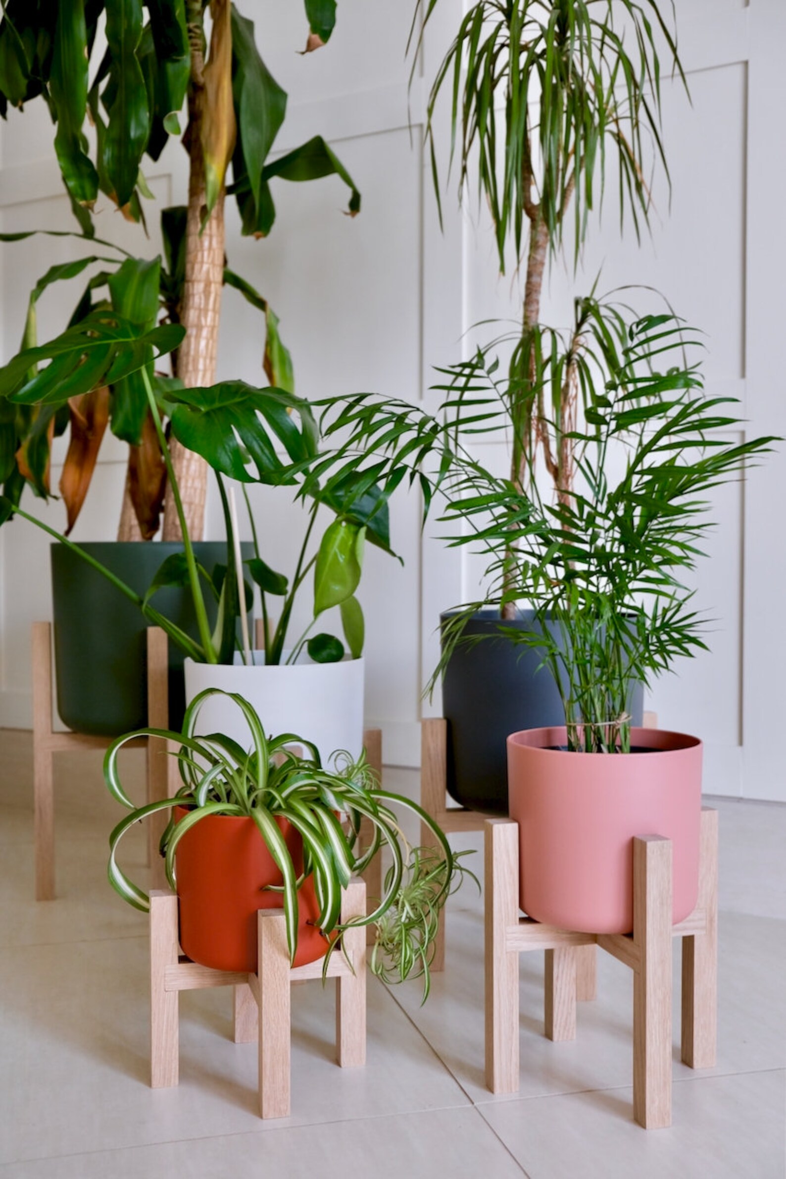 Mid Century Plant Stand Solid Oak Plant Stand Wood Plant Stand Modern Plant Stand Midcentury