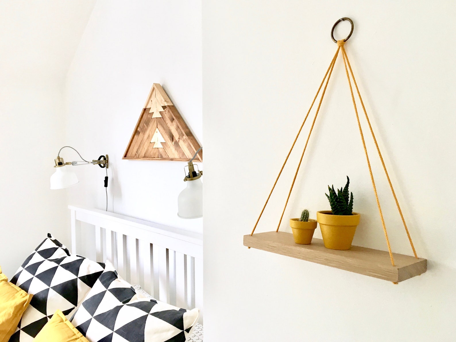 Solid Oak String Shelf Plant Shelf Hanging Shelf Wood - Etsy