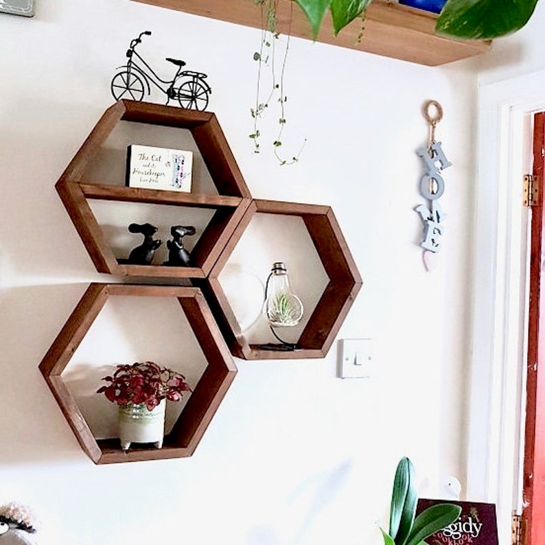 Set of 3 Hexagon Shelves Hexagon Shelf Geometric Shelf Etsy UK