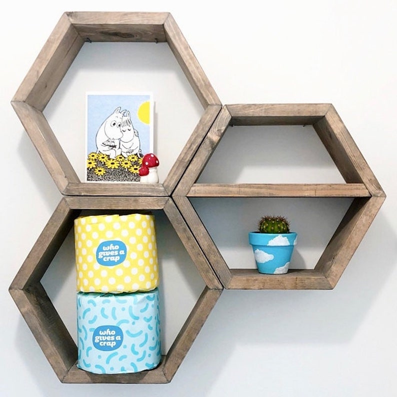 Set of 3 Hexagon Shelves Hexagon Shelf Geometric Shelf Etsy UK