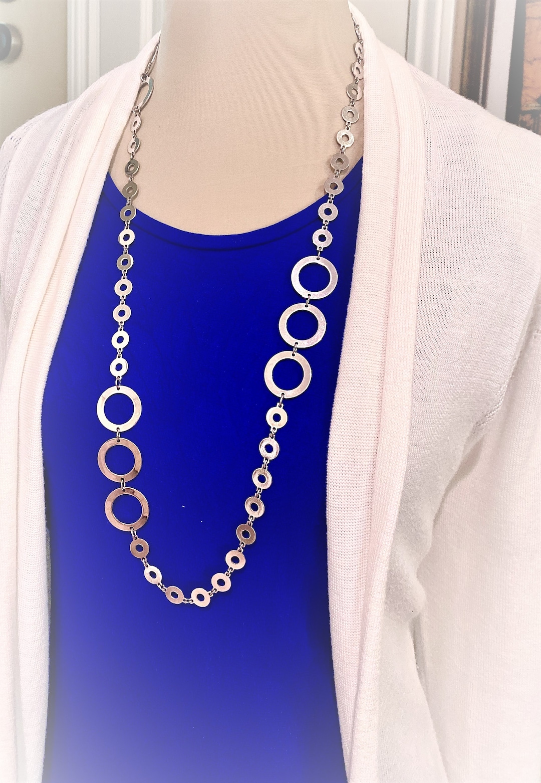 Long Silver Necklace, 32 Inch Necklace, Adjustable Necklace, Fun Necklace, Necklace With Circles, Silver Jewelry, Gift for Her - Etsy Long Silver Necklace, 32 Inch Necklace, Adjustable Necklace, Fun Necklace, Necklace With Circles, Silver Jewelry, Gift for Her - Etsy
