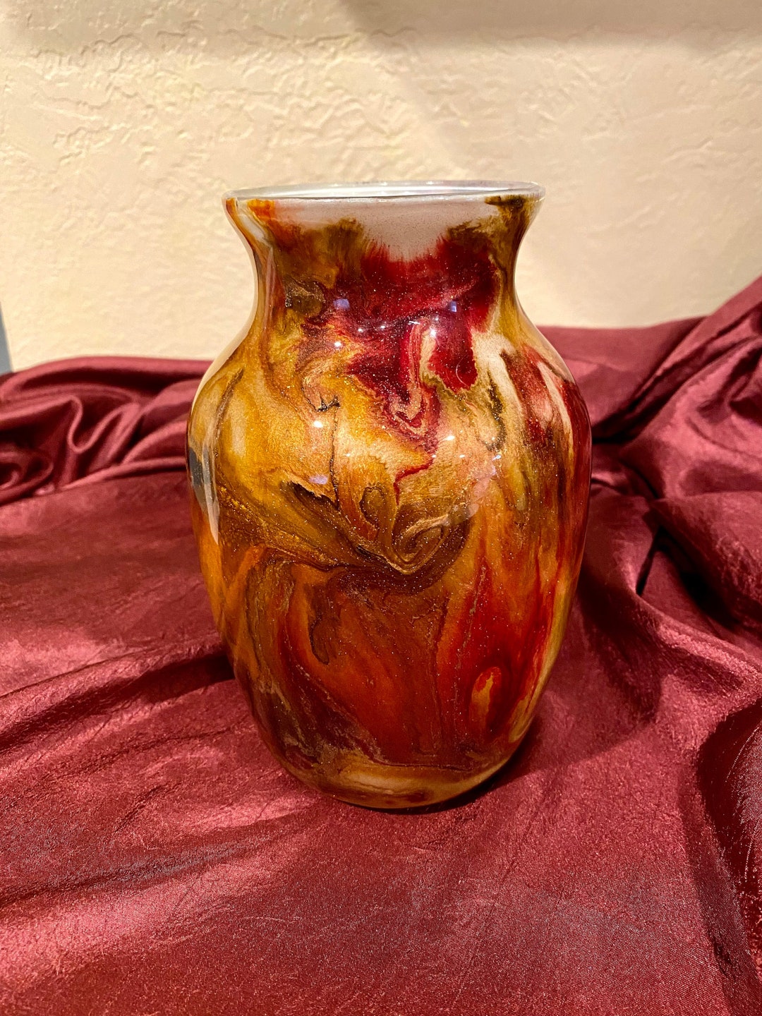 Vase Glass Vase Blue Resin Vase Statement Piece Home Etsy