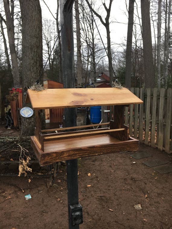 Handmade Wooden Extra Large Fly Thru Bird Feeder Hang Or Mount Etsy
