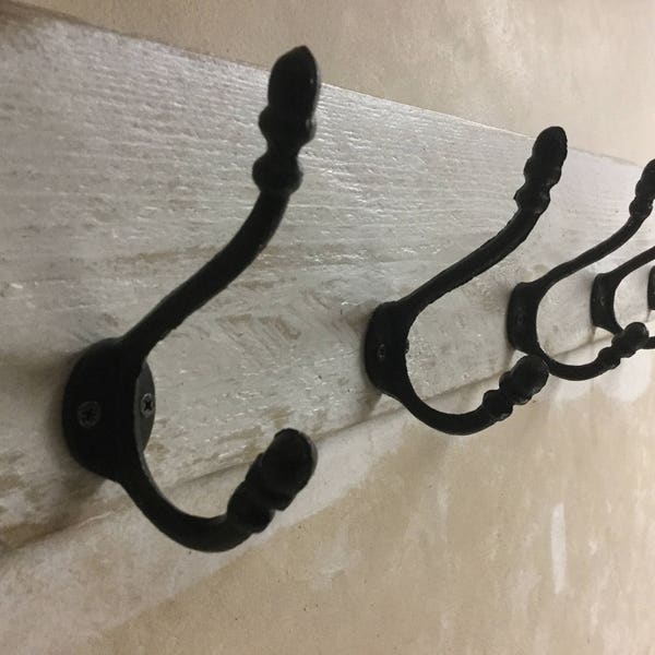 HandMade Distressed Wooden Hat An Coat Rack With Cast Iron Double Acorn Hooks