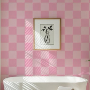 Sorbet Dreams Checkerboard Tapete in Rosa | Wand einkleben und Applikation abziehen und aufkleben