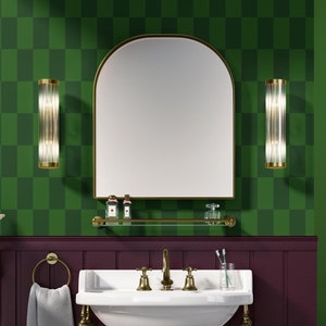 Carta da parati a scacchi verde oliva Sorbet Dreams / Carta da parati in stile vintage 'Checkered Chic', incolla sul muro o applicazione Peel and Stick