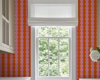 Sorbet Dreams ‘Wiggle with Me’ Wallpaper in Orange and Pink | pink and orange wavy wallpaper