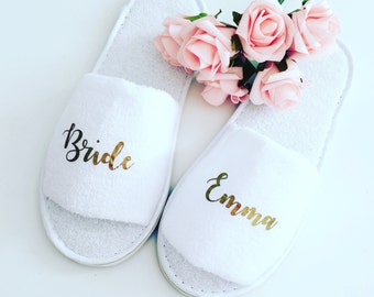 Personalised wedding slippers, bridal party slippers, bride slippers, bridesmaid slippers, wedding slippers, bridal slippers, hen weekend