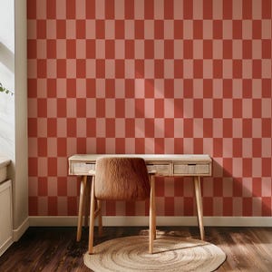 Carta da parati a scacchiera Sorbet Dreams in mattoni / Carta da parati in stile vintage 'Checkered Chic', incolla sul muro o applicazione Peel and Stick