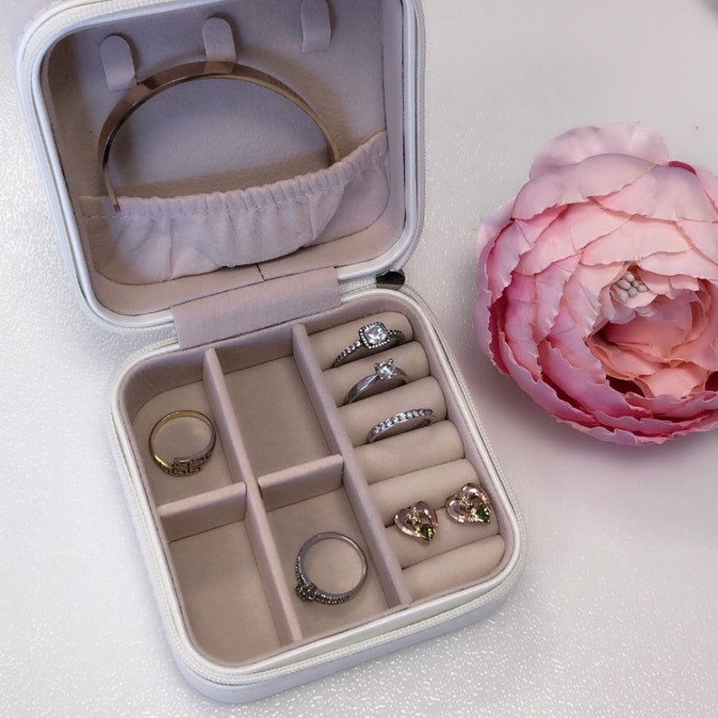 Personalised Travel Jewellery Box with script initials Script Etsy