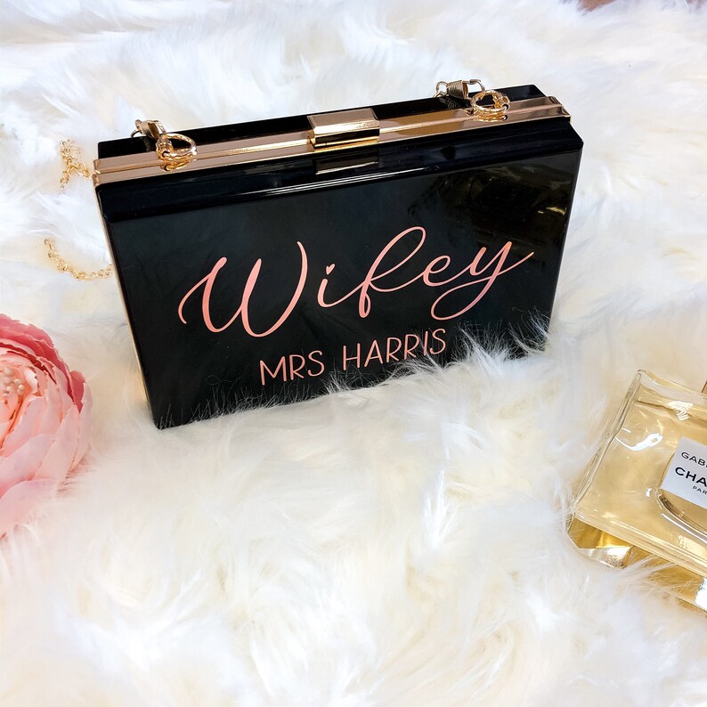 MIA Wifey Personalised Acrylic Clutch Bag with Name Custom Etsy