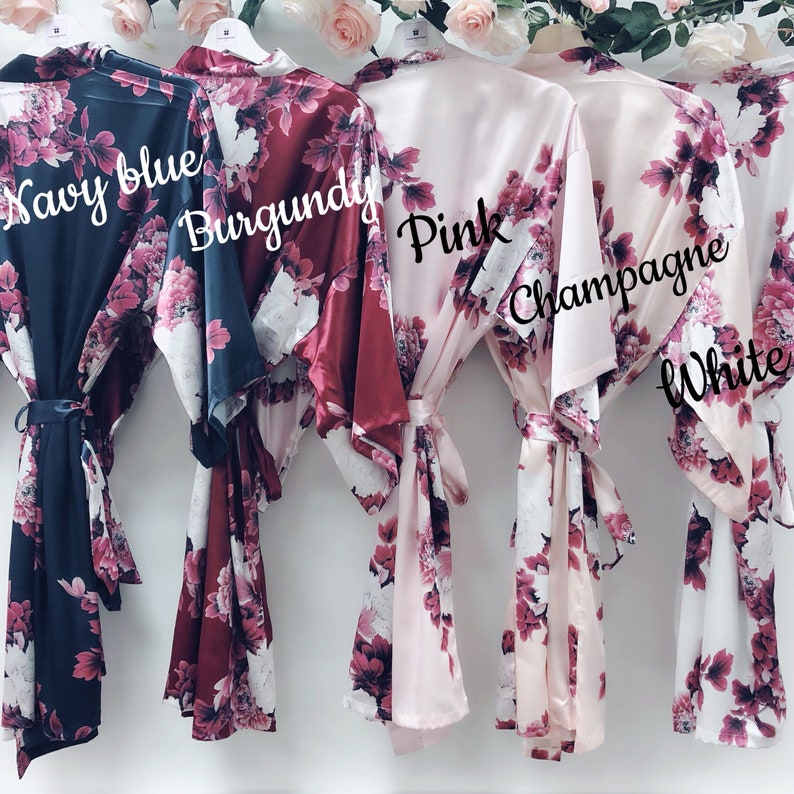 BLOSSOM Personalised Wedding Robes Satin Floral Bridesmaid Etsy Australia