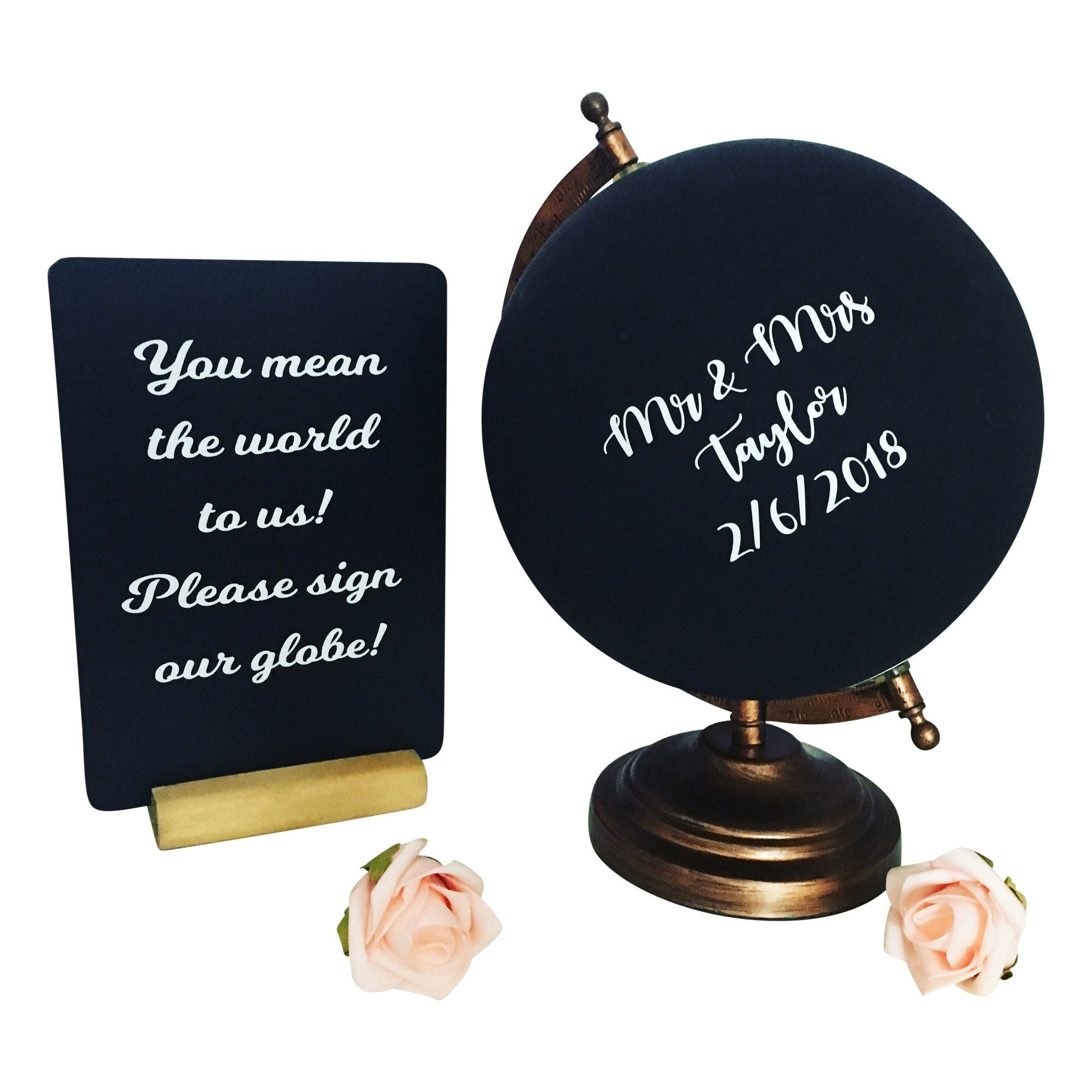 Wedding guest book wedding globe chalk board globe wedding Etsy