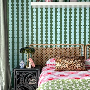 Carta da parati Sorbet Dreams "Wiggle with Me" in blu e verde / carta da parati ondulata blu e verde / incollare il muro e staccare e attaccare