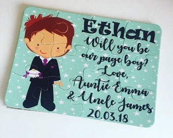 Will you be our page boy jigsaw puzzle, will you be our ring bearer, page boy gift, page boy proposal, ring bearer jigsaw