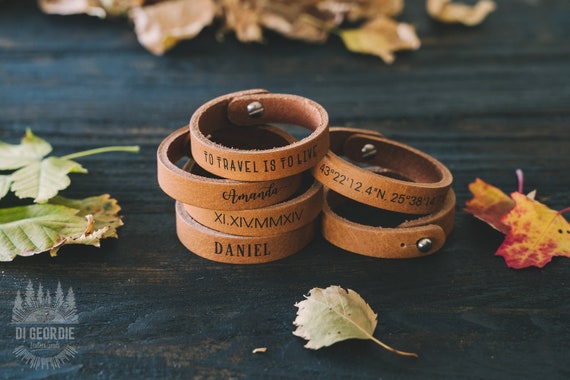 Etsy custom mens leather bracelet clearance