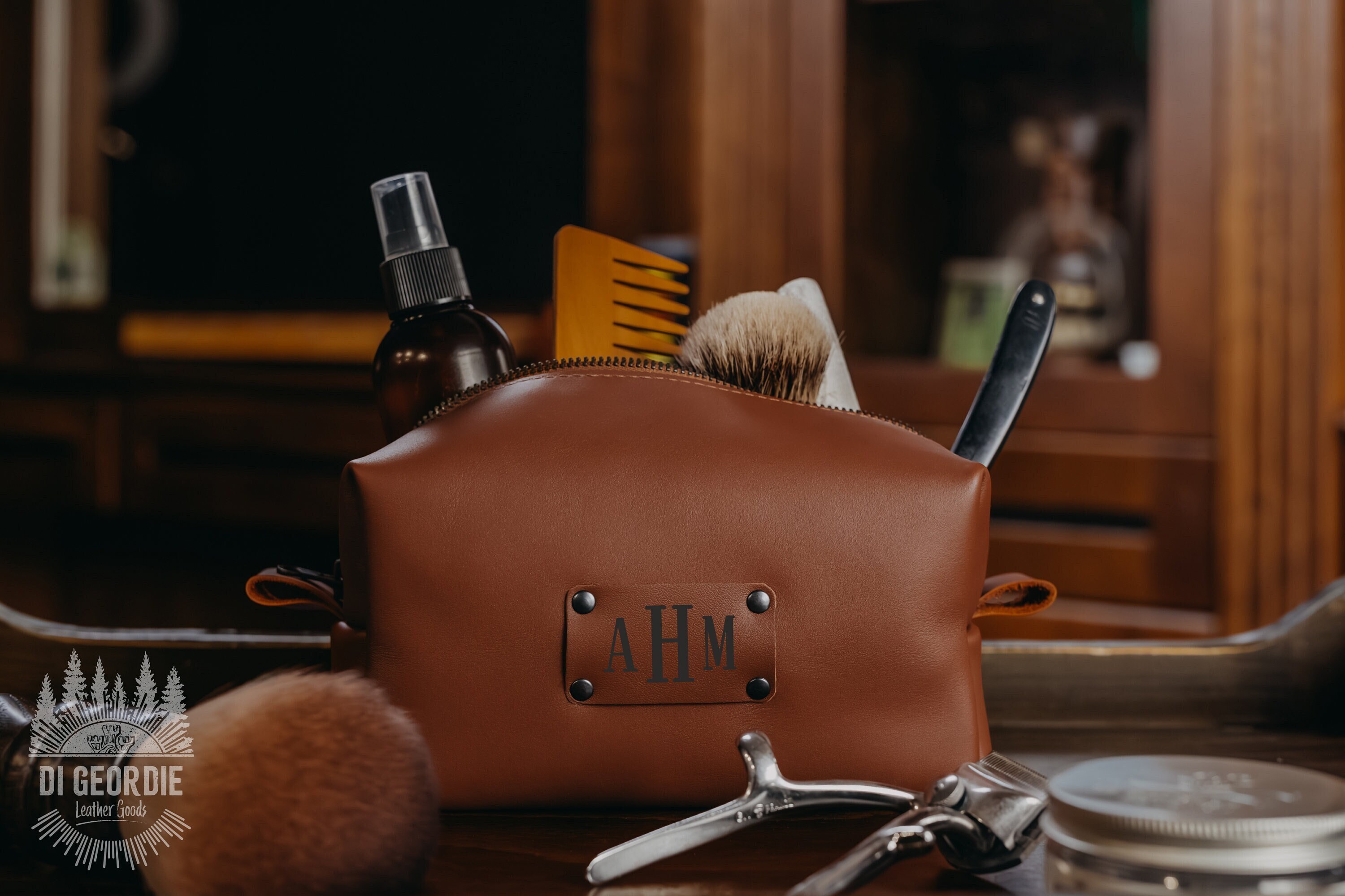 Leather Bags Monogrammed Mens Toiletry Bag Mens Toiletry Bag