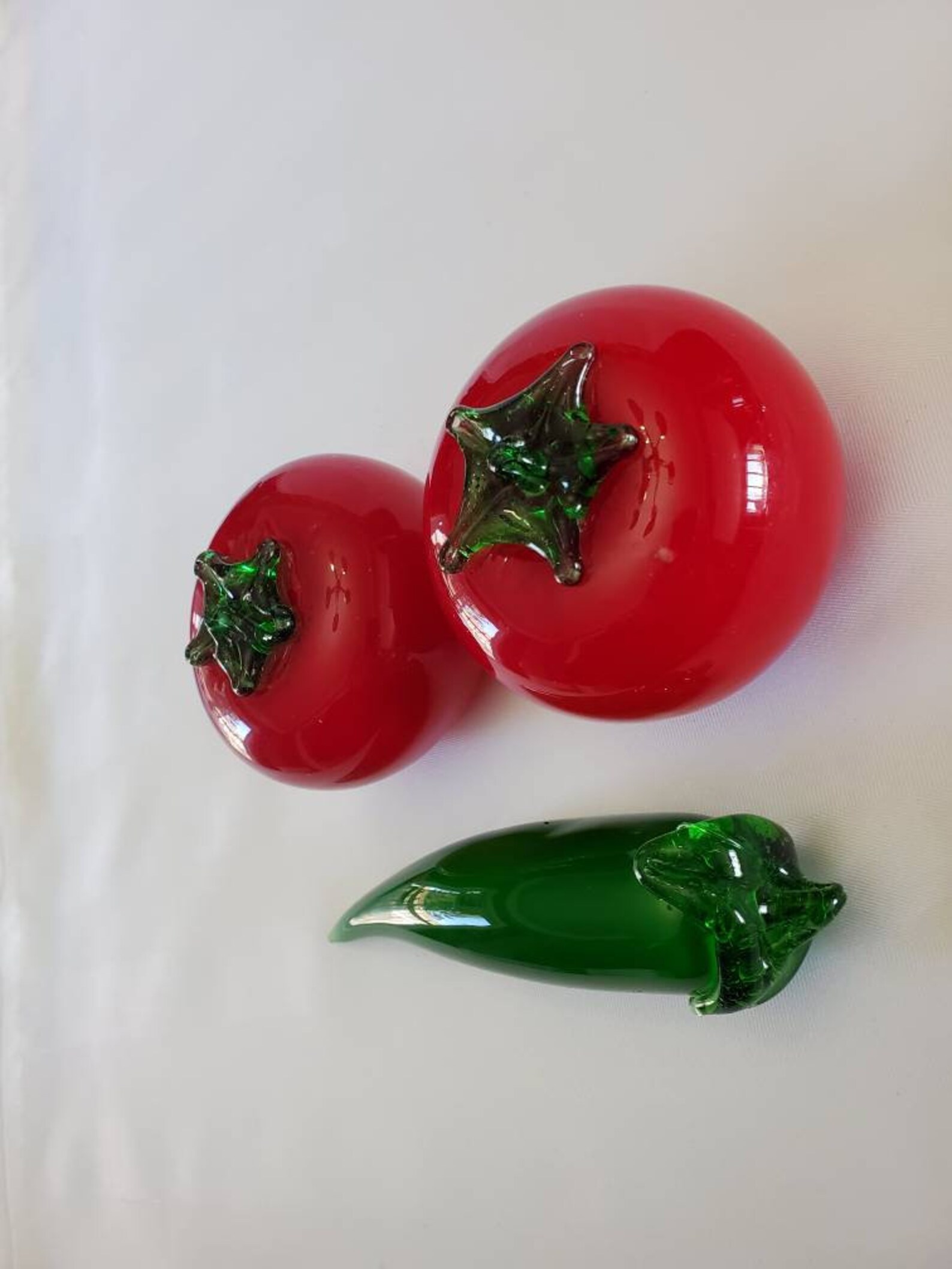 Art Glass Vegetables Hand Blown Glass Tomatoes and Pepper Etsy