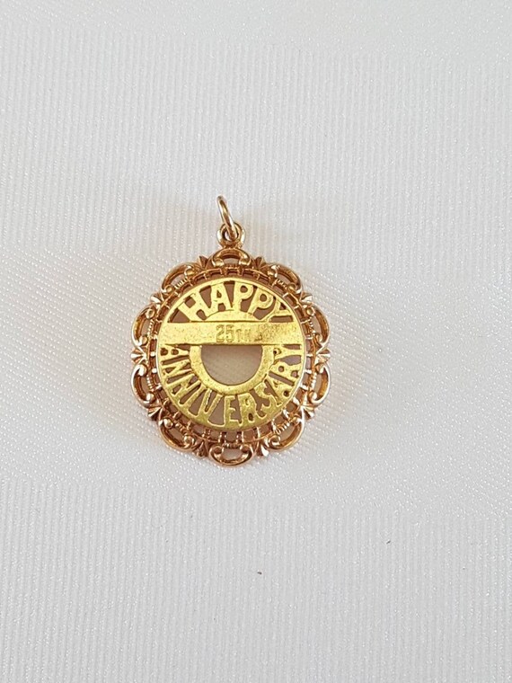 10k Happy Anniversary Pendant Charm 25th Annivers
