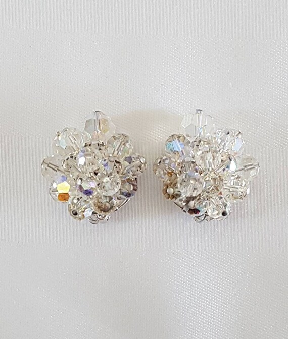 Sherman Aurora Borealis Crystal Clip on Earrings S