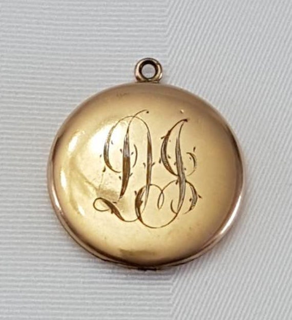 Edwardian Photo Locket Antique Monogrammed Gold Fi