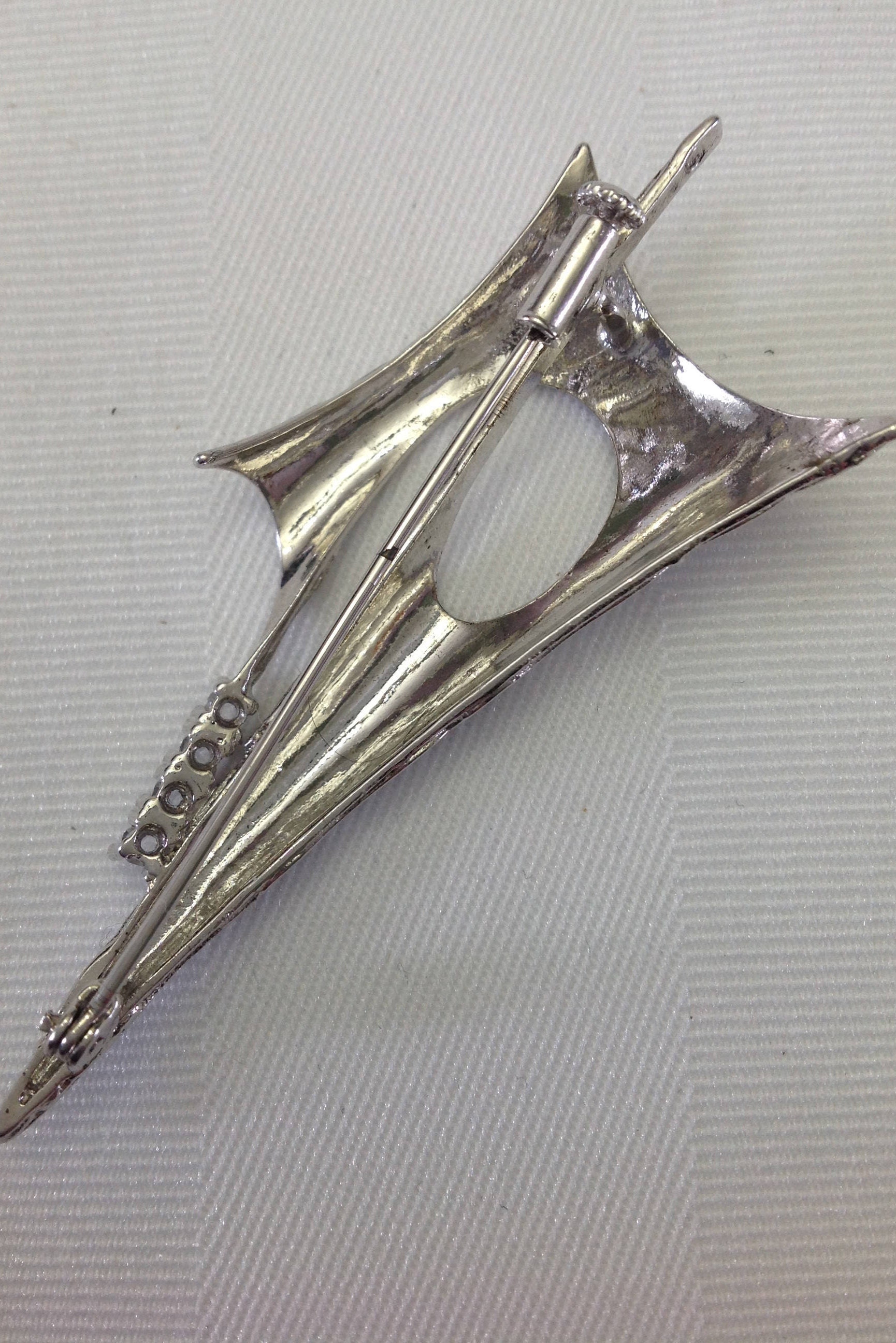 Art Deco Brooch Crystal Rhinestone Brooch Trombone Clasp Etsy