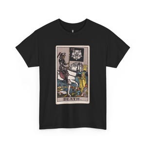 Death Tarot Card | Unisex Heavy Cotton Tee | Goth Mystic Psychic Fortune Teller Gift, Halloween, Occult Clothing, Dark Graphic Tee