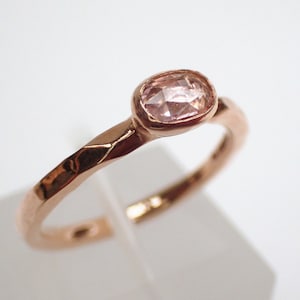 Pink Sapphire Rose Cut Rose Gold Engagement Ring Size M