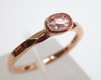 Pink Sapphire Rose Cut Rose Gold Engagement Ring Size M