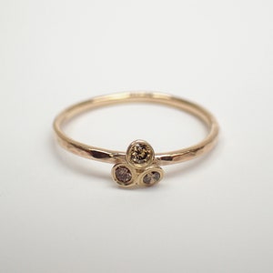 Tri Champagne Brown Diamonds Solid Gold Ring image 2