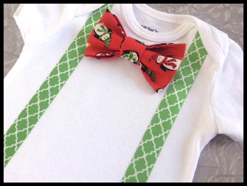 Baby Boy Clothes Boys First Christmas Outfit Penguin Bow Etsy