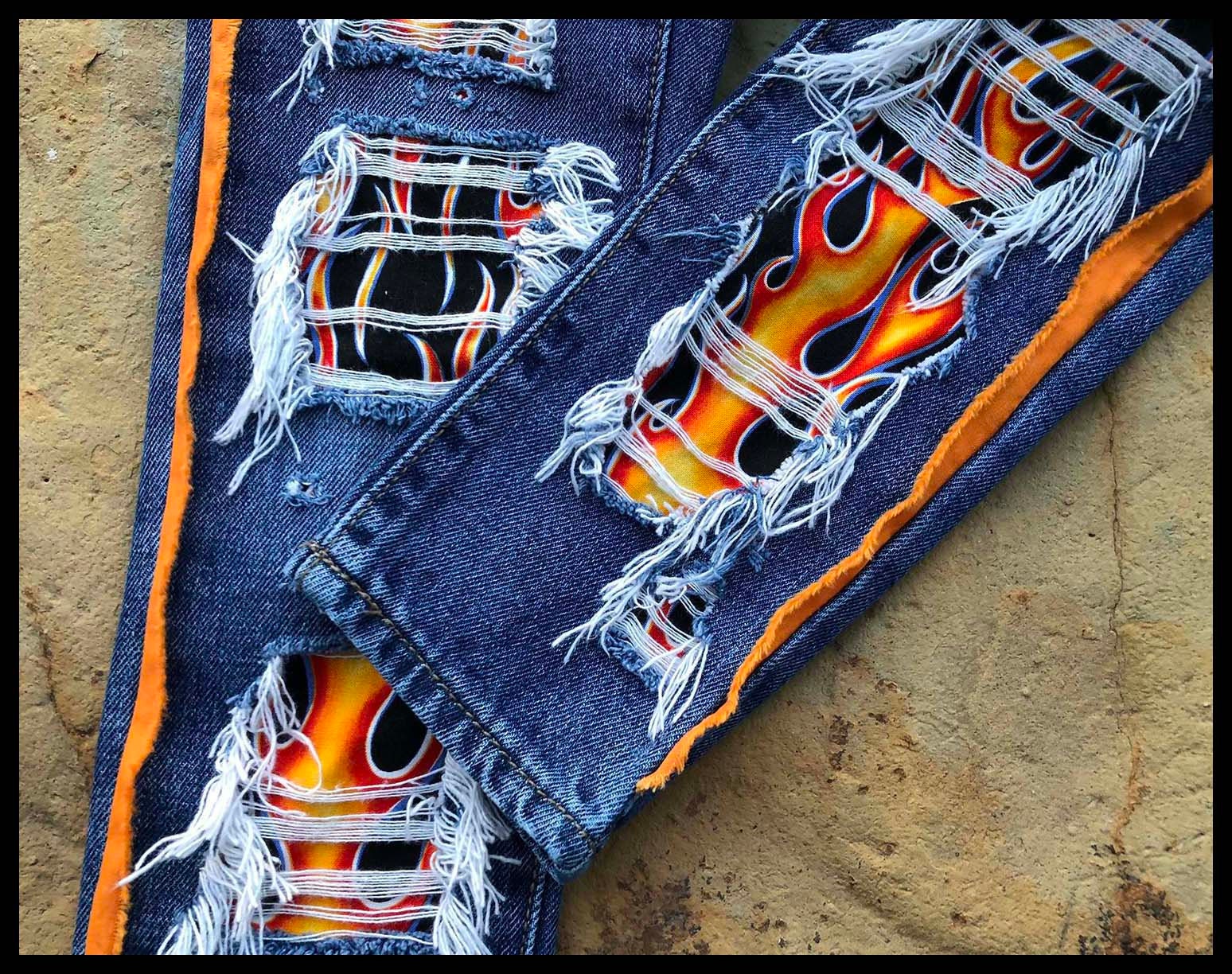 Size 4T Pants on Fire Jeans with Flames Fire Pants Etsy