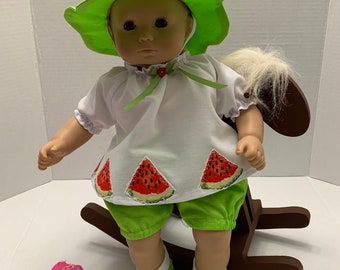 Bitty Baby 15 Inch Doll Watermelon Hat, Top, Bloomers And Shoes/Booties Set