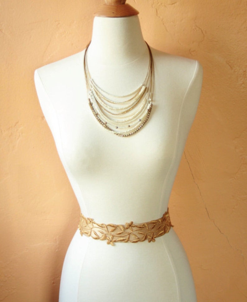 Wide Gold Lace Bridal Sash image 2