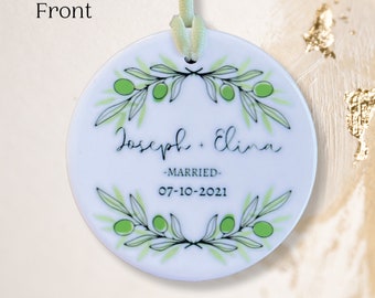 Olive Branch Custom Ornament, Personalized ornament, Wedding Ornament, Wedding gift, Wedding Present, Keepsake