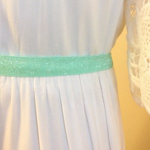 Mint Frosted Green Sparkly Elastic Bridal Belt - 5/8"