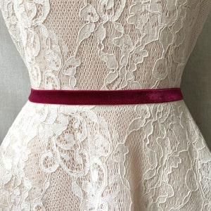 Burgundy Velvet Elastic Bridal/Bridesmaid Belt - 5/8&quot;
