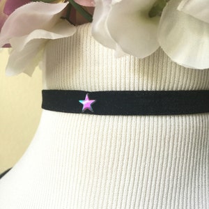 Velvet Choker: Black Soft Choker with Hematite Star