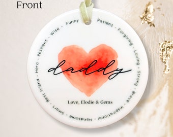 Red Heart Daddy Custom Ornament, Personalized ornament, Father’s Day, Birthday, Christmas, Appreciation