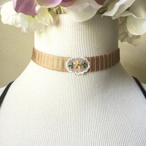 The Antoinette Choker--Embroidery choker, Flower choker, vintage, taupe Choker, Feminine Choker, romantic choker, lolita choker, victorian