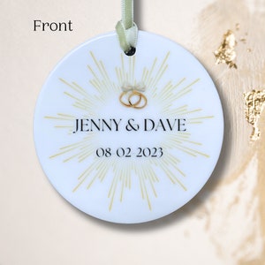 Personalized Wedding Ornament: Ring Burst Keepsake, Custom Couple Gift