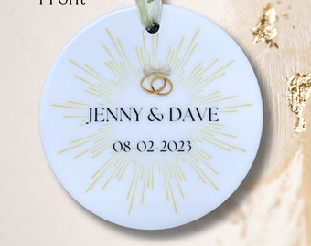 Ring Burst Custom Ornament, Personalized, Wedding Ornament, Wedding gift, Wedding Present, Keepsake, Couple, Tie the knot, Just married