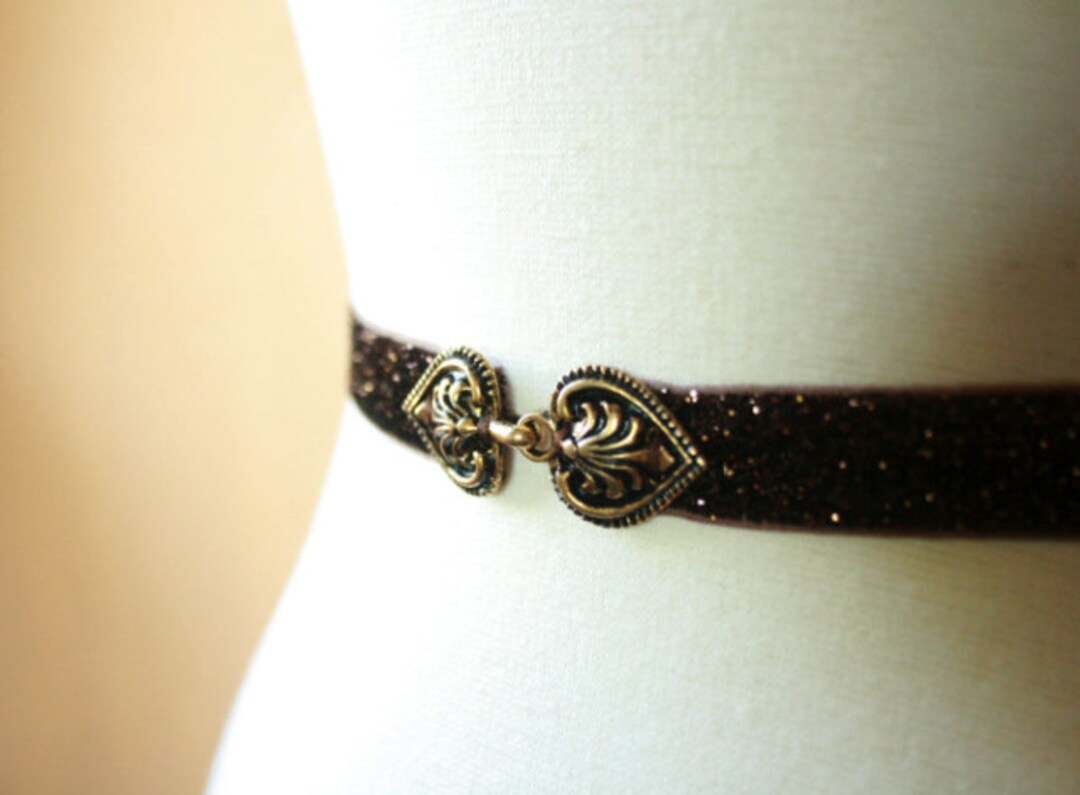 Metallic Bronze Sparkly Belt With Antique Heart Buckle - Etsy display picture 1